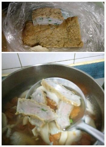 番茄平菇鱼饼汤粉清淡易做的做法步骤4