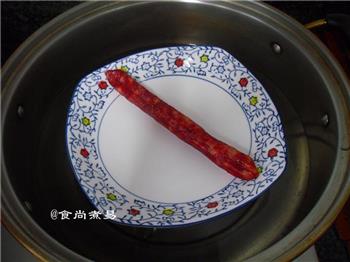 广式腊肠炒花菜的做法图解3