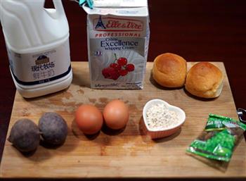 紫薯燕麦面包布丁的做法步骤1