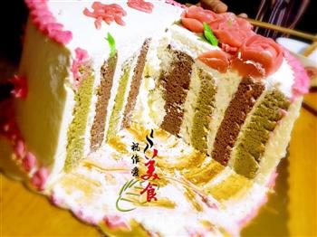 彩色年轮豆沙裱花蛋糕的做法步骤15