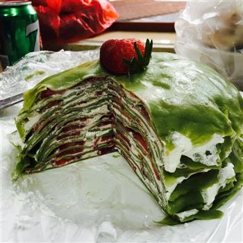 抹茶草莓千层蛋糕的做法图解4