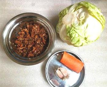 卷心菜胡萝卜炒肉沫的做法步骤1