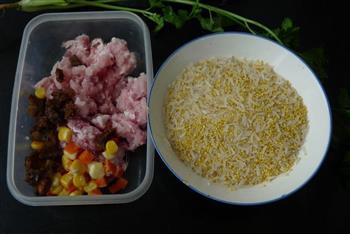 海参肉饼小米饭的做法步骤1