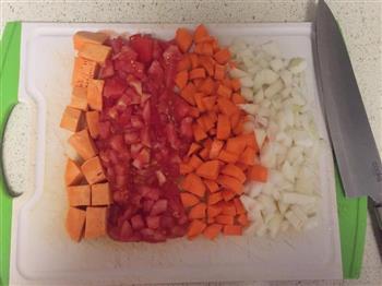 简单好吃的低卡减脂汤-南瓜胡萝卜虾仁浓汤的做法图解2
