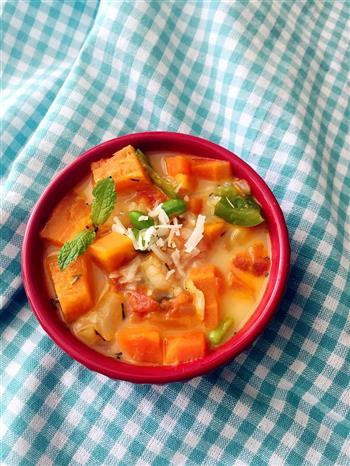 简单好吃的低卡减脂汤-南瓜胡萝卜虾仁浓汤的做法图解7