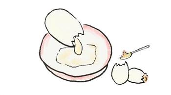 手绘食谱-黄金糯米蛋 把粽子放进鸭子蛋里的做法步骤4
