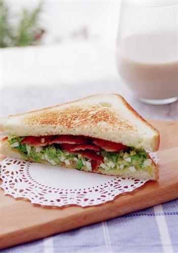 不用沙拉酱的快手早晨-牛油果培根三明治的做法步骤9