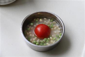 一锅三味-西红柿豌豆饭&肉饼&排骨山药汤的做法步骤7