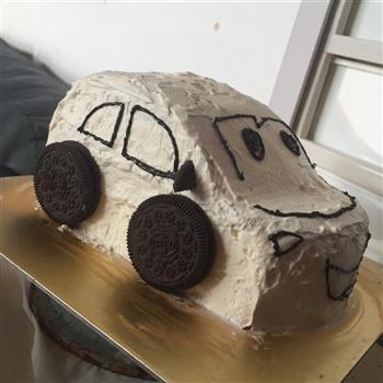 小汽车生日蛋糕-8寸戚风圆模版的做法图解12