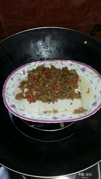 榨菜肉末蒸豆腐的做法步骤6