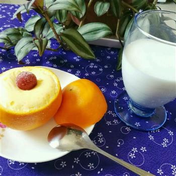 甜橙牛奶炖蛋的做法图解5