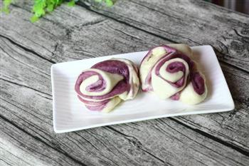 豆浆风味的紫薯双色花卷的做法图解12