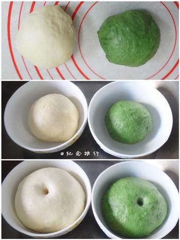 双色抹茶蜜豆面包的做法步骤3