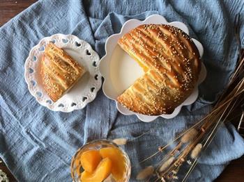 面包机版黄桃面包派的做法步骤20