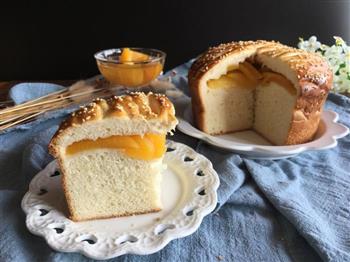 面包机版黄桃面包派的做法图解24
