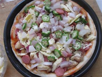 鸡肉秋葵披萨的做法图解10