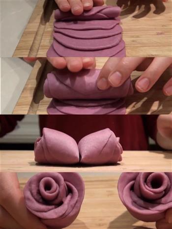 紫薯玫瑰花馒头 的做法图解7