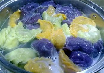 紫绿橙彩色肉馅水饺的做法图解4