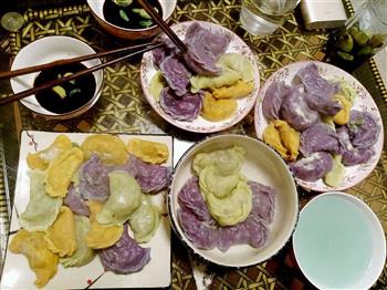 紫绿橙彩色肉馅水饺的做法图解5