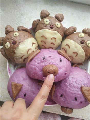 紫薯猪猪馒头+龙猫豆包的做法图解11