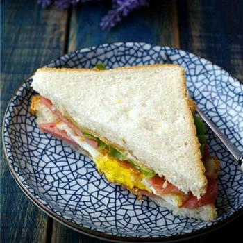 快手早餐-火腿鸡蛋三明治的做法步骤6