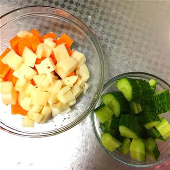 减脂餐-南瓜紫薯蔬菜便当的做法步骤3