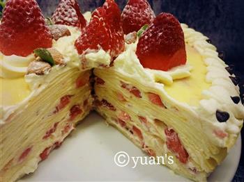 草莓千层蛋糕三能蛋卷模具制作 免烤蛋糕的做法图解17