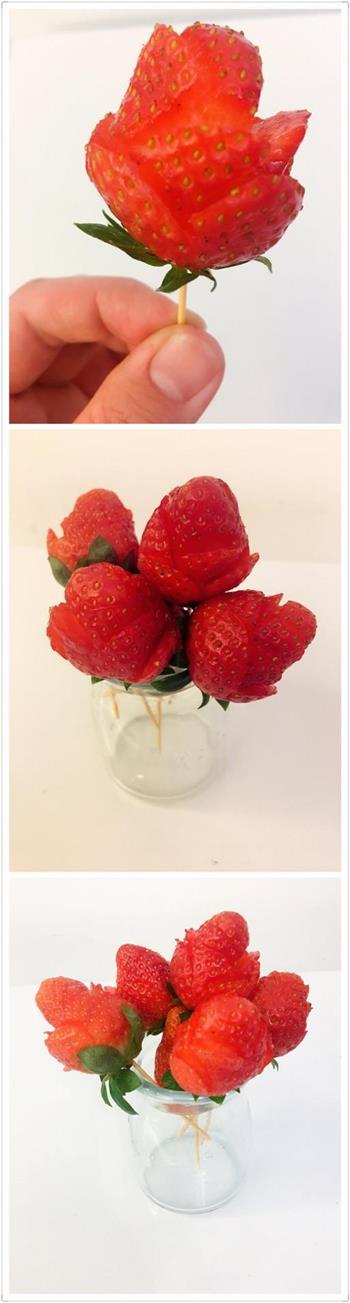草莓夹心巧克力淋面蛋糕+草莓玫瑰花的生日祝福的做法图解2