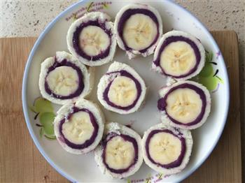 紫薯香蕉面包卷的做法图解4