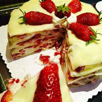 草莓千层蛋糕-祝他生日快乐的做法步骤19