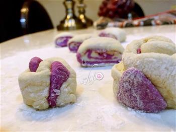 紫薯开花馒头、椰丝紫薯卷的做法步骤5