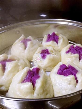 紫薯开花馒头、椰丝紫薯卷的做法步骤6