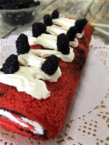 吻蛋糕卷，红丝绒大理石纹带来的神秘感的做法图解24