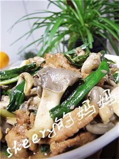 大蒜姬菇炒肉片