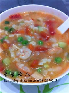西红柿虾仁疙瘩汤的热量