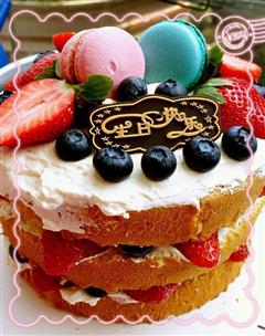 草莓蓝莓裸蛋糕