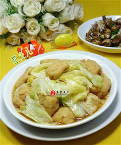 油豆腐炒牛心菜