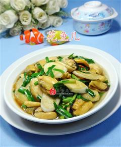 韭菜茭白炒淡菜