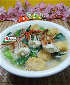 油豆腐青菜螃蟹汤