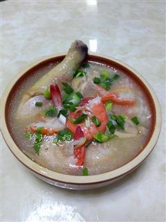 鲜虾土鸡砂锅粥