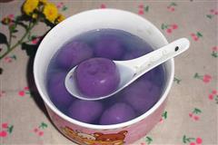 紫薯蓝莓汤圆