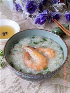 韭菜花鲜虾糯米粥