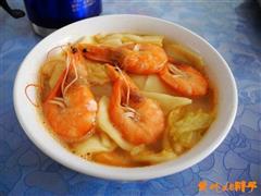 大虾白菜面片汤