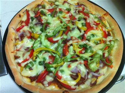 火腿蔬菜披萨