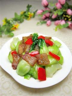 上海青炒腊肉