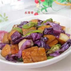 紫包菜炒卤豆腐