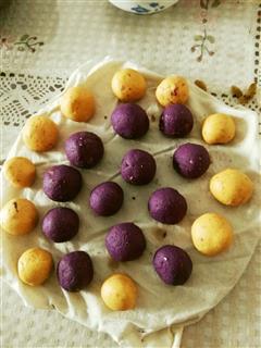 南瓜紫薯糯米汤圆