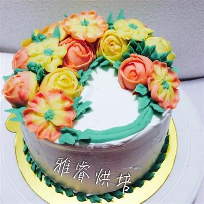 韩式豆沙霜裱花蛋糕