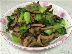 山蘑菇油菜炒肉