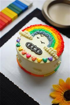 五色彩虹蛋糕